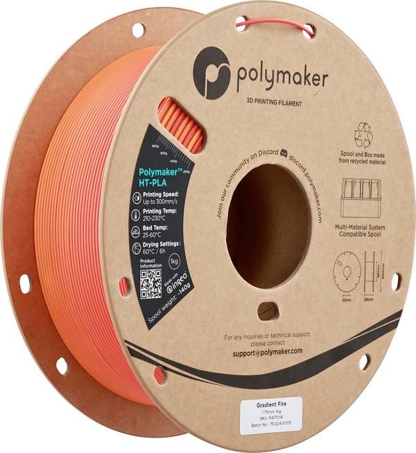 Polymaker PA17014 HT-PLA Filament PLA, HT-PLA High-temperature resistant, Highspeed filament 1.75 mm 1000 g Gradient Fire 1 pc(s)
