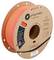 3D printing filament spool labeled 'Polymaker' in bright orange color with detailed product information and QR code on the packaging.