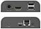 Device with DC power, HDMI out, dual USB for keyboard/mouse on top. Bottom shows KVM switch, upgrade port, Ethernet, and reset button.