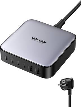 UGREEN 40914 Power supply unit 200 W USB 2.0 port A, USB 2.0 port A, USB-C® socket, USB-C® socket, USB-C® socket, USB-C® socket Black, Grey Indoors
