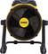 A yellow and black portable DeWALT fan with a circular face and sturdy frame, designed for construction or job site use.