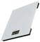 A sleek digital kitchen scale with a glass platform displays a weight reading of 348.2 grams on its LCD screen.