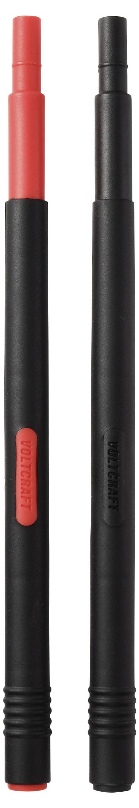 Two telescopic pointers, one with a red handle and another with a black handle, are shown side by side.