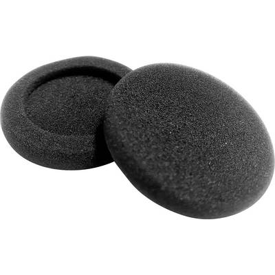 Two black foam microphone covers, one leaning against the other, used to reduce wind noise and improve sound quality in recordings.