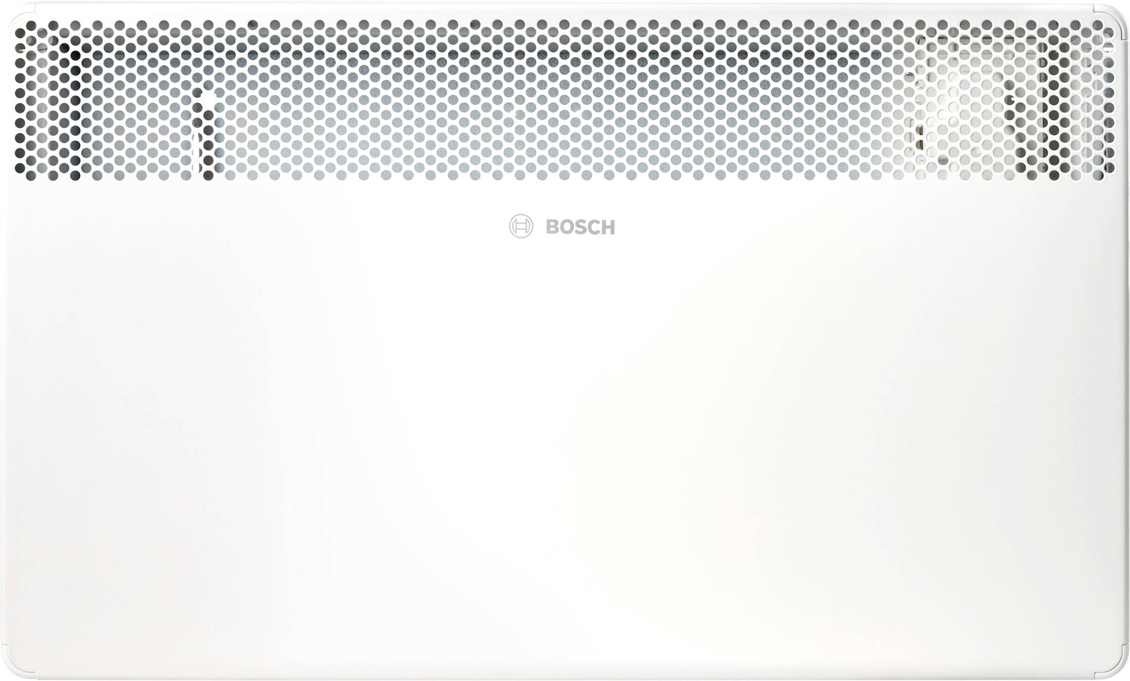 A white Bosch convection heater with a perforated top grille for air circulation.