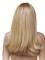 A woman with long, straight, blond hair is shown from the back against a plain white background.