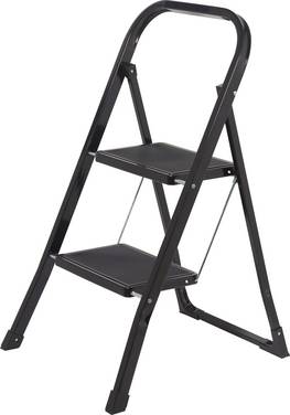 TOOLCRAFT TO-10398468 Steel Folding step stool Folding, Toolfree set-up Operating height (max.): 2.47 m Black EN 14183