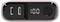 A portable power bank with digital display showing '100' percent charge, featuring USB and USB-C ports on a sleek black and pink design.