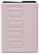 A pink container with a rectangular shape and vertical indented oval patterns on one side.