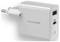 A white wall charger with two ports: a USB-A labeled 'RAPID CHARGE' and a USB-C port. The brand logo 'REALPOWER' is on the side.