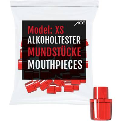 'ACE Model: XS Alkoholtester Mundstücke Mouthpieces' package with red mouthpieces visible inside.