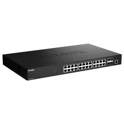 'D-Link switch model DGS-1024C with 24 Ethernet ports and LED indicators on the front panel, used for network connectivity.'