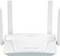 A white D-Link Wi-Fi router with four antennas facing upward. The front panel shows indicator lights for power and connections.