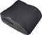 A black memory foam seat cushion with gray sides and a green handle, designed for ergonomic seating support.