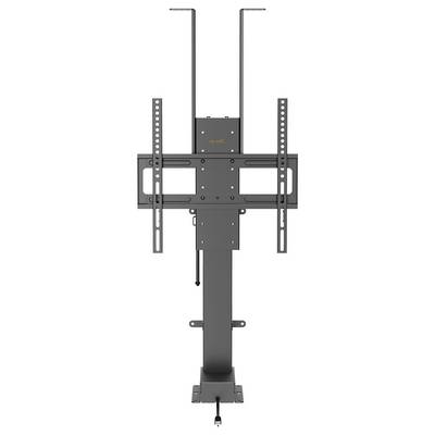 A tall, adjustable TV wall mount designed for stability. It has a robust base, vertical and horizontal brackets, and cable management hooks.