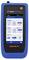 Handheld network tester device displaying a screen with options for 'Copper', 'Fiber', and 'Wi-Fi' testing and diagnostics.