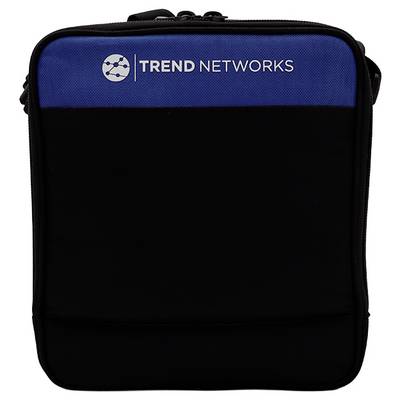 A black and blue carrying case with 'TREND NETWORKS' logo at the top, featuring a zipper and strap, used for holding network tools.