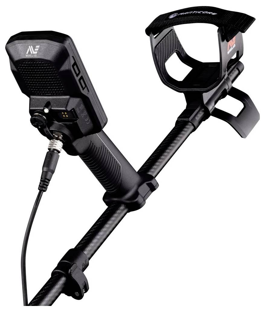 A handheld metal detector with a digital display and handle grip, designed for easy use in metal detection activities.