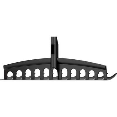 A black plastic clip with multiple curved openings, designed for organizing or securing items, viewed from the side.