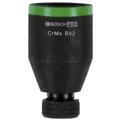 'Bosch Pro CrMo BV2' black socket tool with green ring and textured base, used for mechanical work.