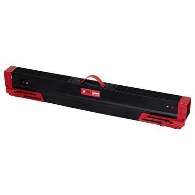 A black and red hand tool with a carrying handle and a label that reads 'Holzmann.' The tool appears portable and designed for manual tasks.