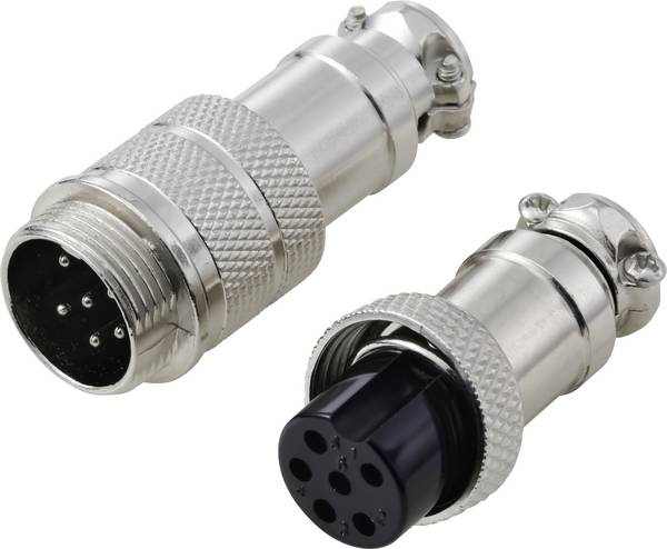 TRU COMPONENTS TC-13895612 DIN connector Plug, Socket Total number of pins: 6 Series (round connectors): GX16 1 Set