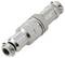 A silver metal industrial connector with a knurled grip and screw ends, designed for secure electrical connections in machinery.