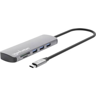 A sleek USB-C hub with multiple ports including USB-A, Ethernet, HDMI, and SD card slots. Ideal for expanding connectivity options.