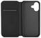A black flip phone case stands upright, showcasing its textured front design and open side for phone access, featuring the 'Black Rock' logo.