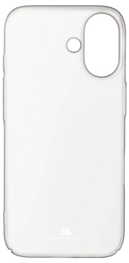 A clear, flexible smartphone case with an abstract mountain logo at the bottom, designed for protection and style.