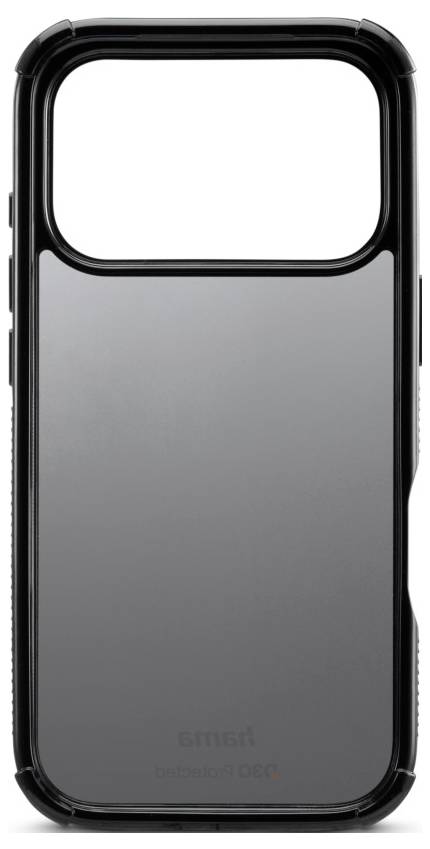 A black phone case with a solid back, designed to protect the device while leaving the camera section open.