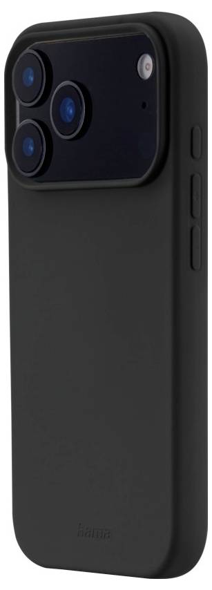 A black smartphone with a large camera module featuring three lenses and buttons on the side.