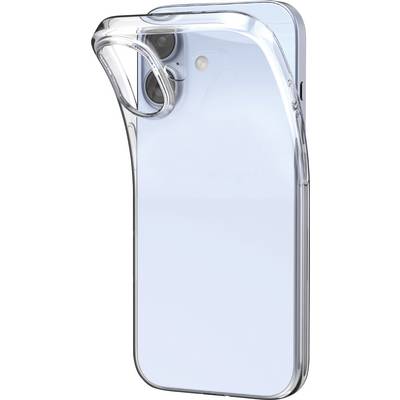 A clear phone case partially covering a smartphone, showcasing its back and dual-camera layout.
