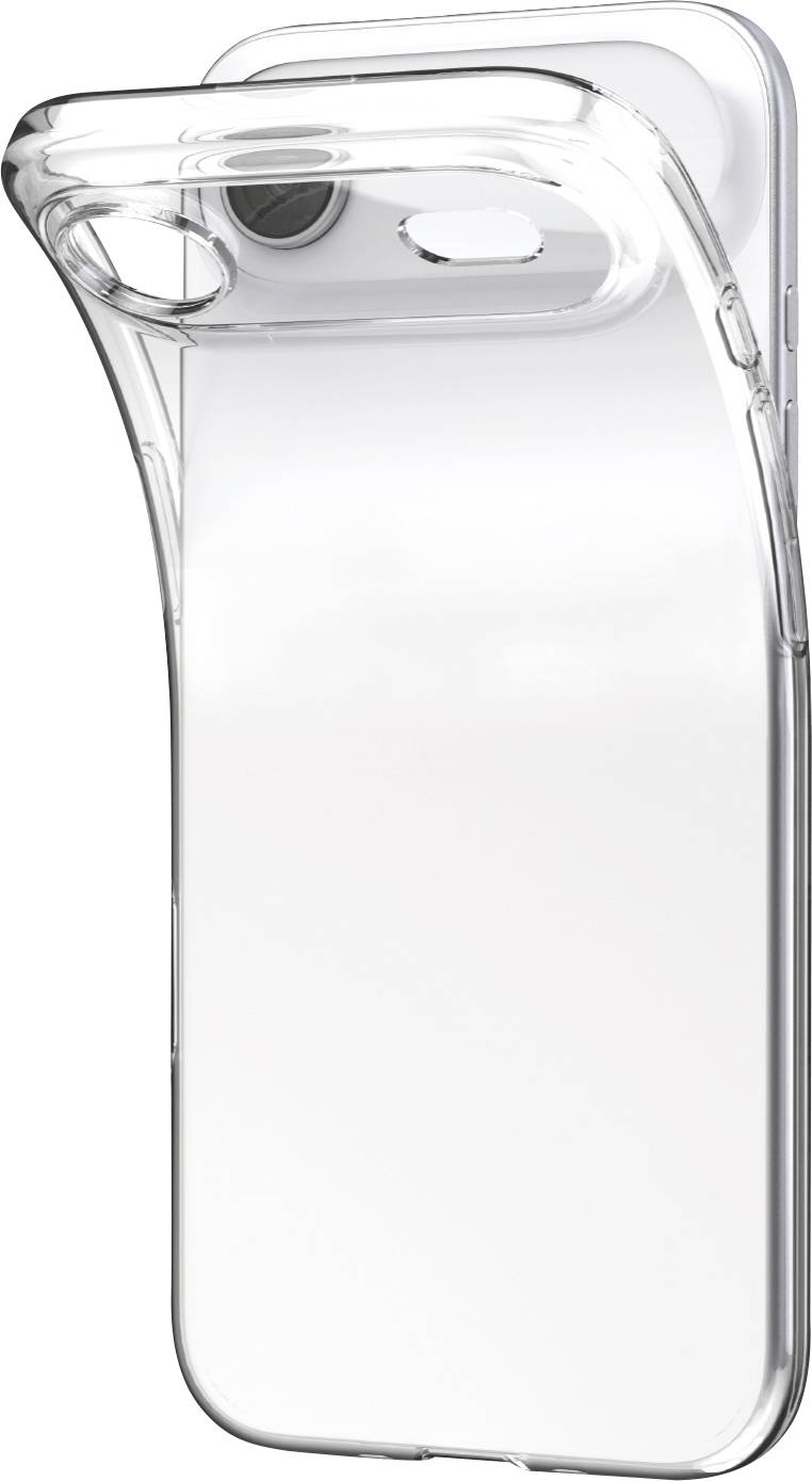 Clear phone case with a smooth back and two camera cutouts, designed to fit a dual-camera smartphone.