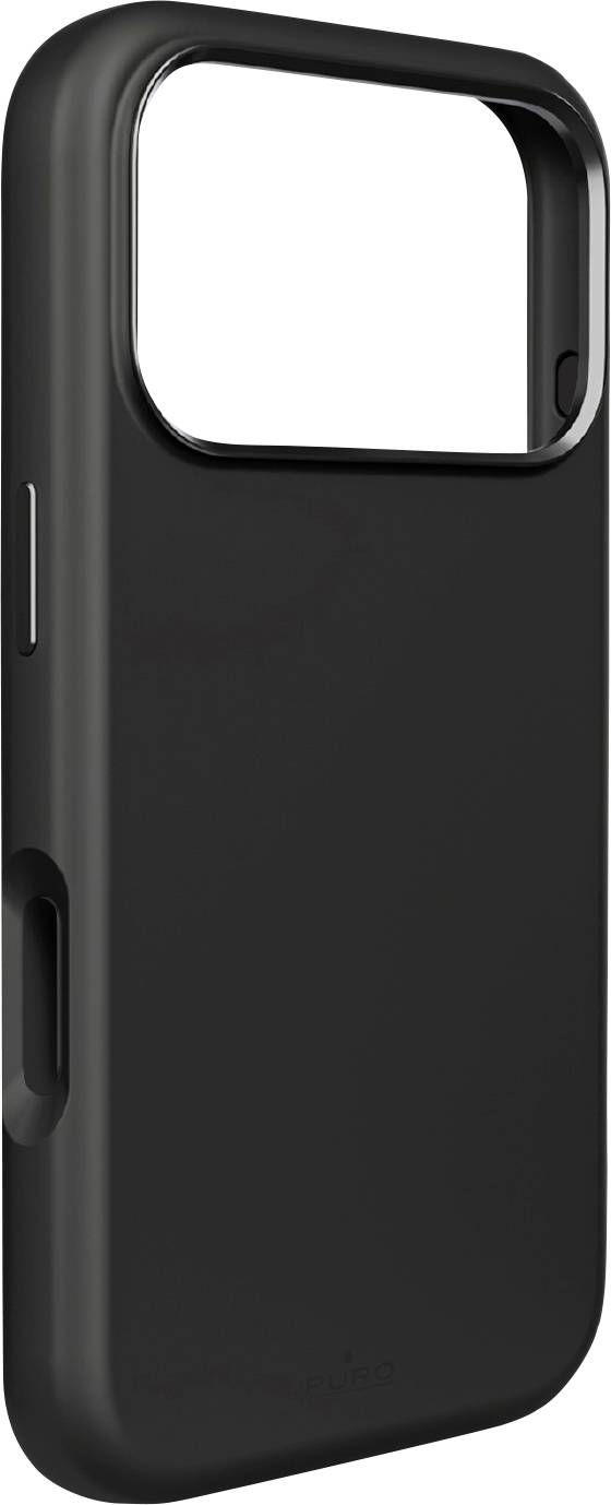 A black, minimalist smartphone case with a large rectangular camera cutout, designed for protection and style.