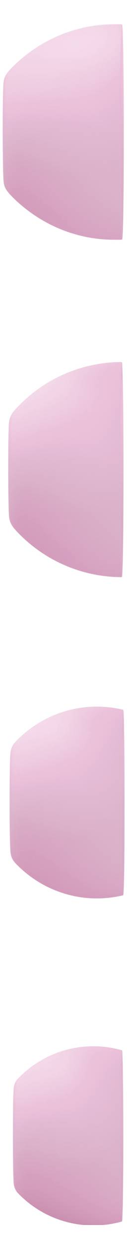 Four pink semicircles aligned vertically, each diminishing slightly in size from top to bottom.