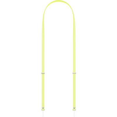 Yellow looped strap with adjustable buckles on each side, used for various carrying or attachment purposes.