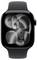 A watch with a glossy, abstract black and gray face design, featuring a sleek black band. No visible time or numbers are shown.