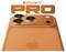 'Apple iPhone 17 Pro' in bold letters above the back view of an orange phone with three camera lenses and an Apple logo.