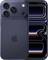 A smartphone featuring a triple-lens camera and Apple logo on the back, with a sleek metallic design and a reflective display screen.