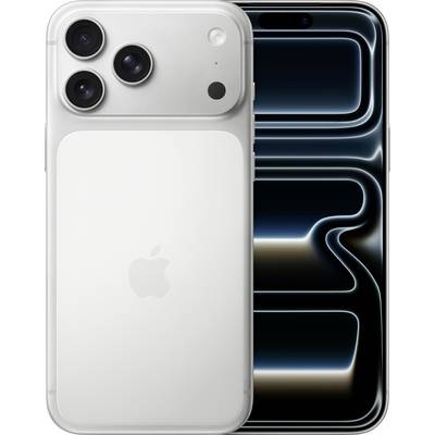 A silver smartphone with three rear cameras and a sleek design is displayed, showcasing a glowing abstract pattern on its screen.