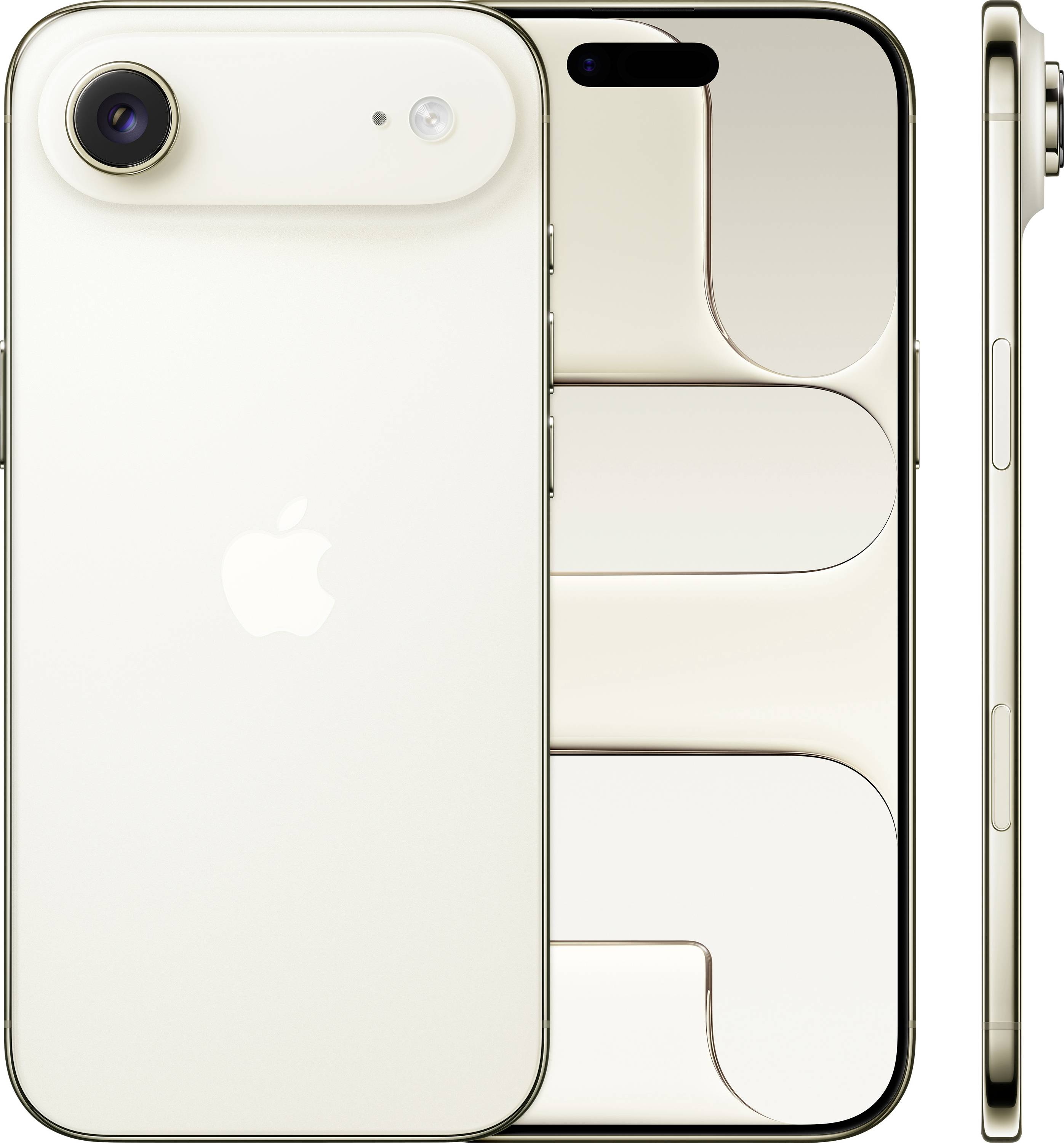 Front and back view of a smartphone, showcasing a large display with a prominent camera module on the back.