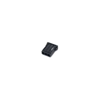 A small black Lego brick with a smooth top and four connection holes on the side.