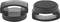 Two black circular rubber pads with handles, designed for lifting or gripping surfaces, shown from top and side angles.