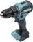 A cordless electric drill with a teal and black design, featuring a Makita brand logo, suitable for various drilling tasks.