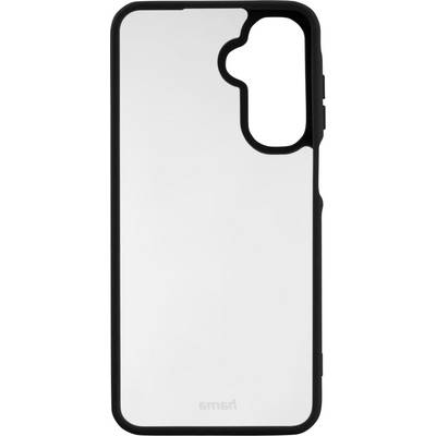 A phone case featuring a black border and a clear back, designed to fit a smartphone with distinct rear camera placement.