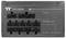 Thermaltake PSU back panel showing various ports labeled for peripheral/SATA, CPU/6+2 PCI-E, and a warning not to use cables from other supplies.