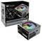 'Image of Thermaltake Germanium PRO 1000W power supply with RGB lighting and packaging box displaying key features like 80 PLUS Platinum certification.'