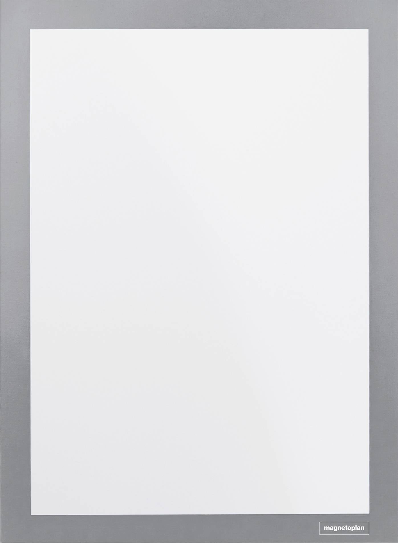 A whiteboard with a gray frame, shown vertically.