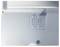 An empty ice maker tray inside a white refrigerator freezer, showing a perforated section for ice formation and a signal LED.